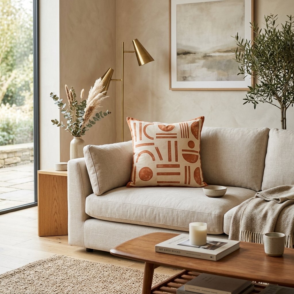 Terracotta Geometric Pillow Cover handcrafted in Panvel